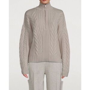 Naadam Womens Sweater Size M Wool  Cashmere Open Back Turtleneck Half-Zip